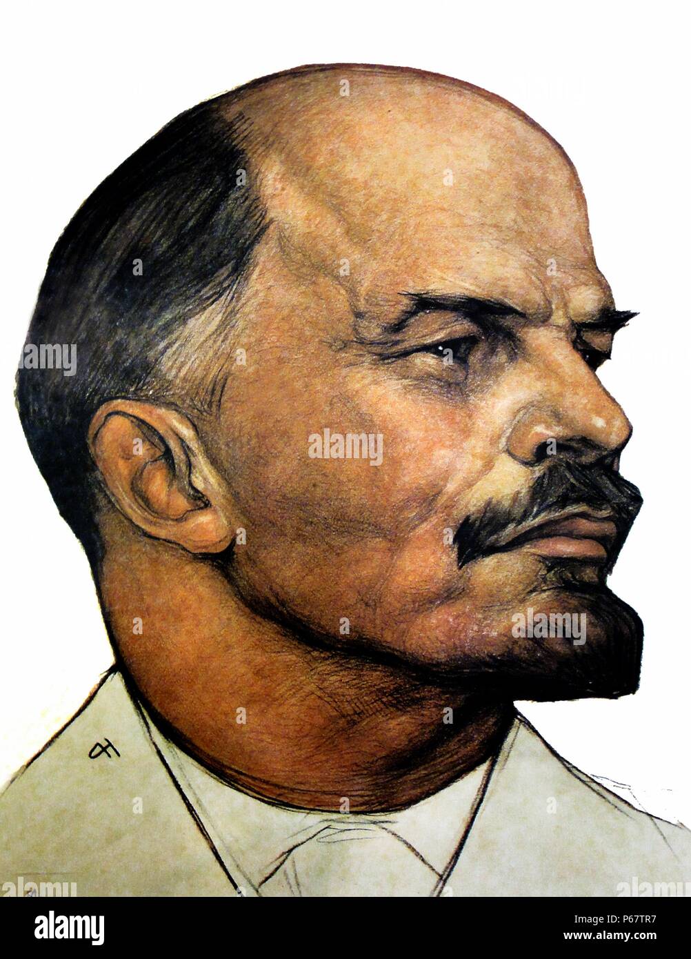 Wladimir Lenin war eine Russische kommunistische Revolutionär, Politiker und politische Theoretiker. Er diente als Führer der russisch-sowjetischen Föderativen Sozialistischen Republik von 1917, und dann gleichzeitig als Premier der Sowjetunion von 1922 bis zu seinem Tod. Unter seiner Verwaltung, das Russische Reich wurde aufgelöst und durch die Sowjetunion, eine sozialistische Staat ersetzt; Industrie und Unternehmen wurden verstaatlicht, die umfassende gesellschaftliche Reform. Stockfoto