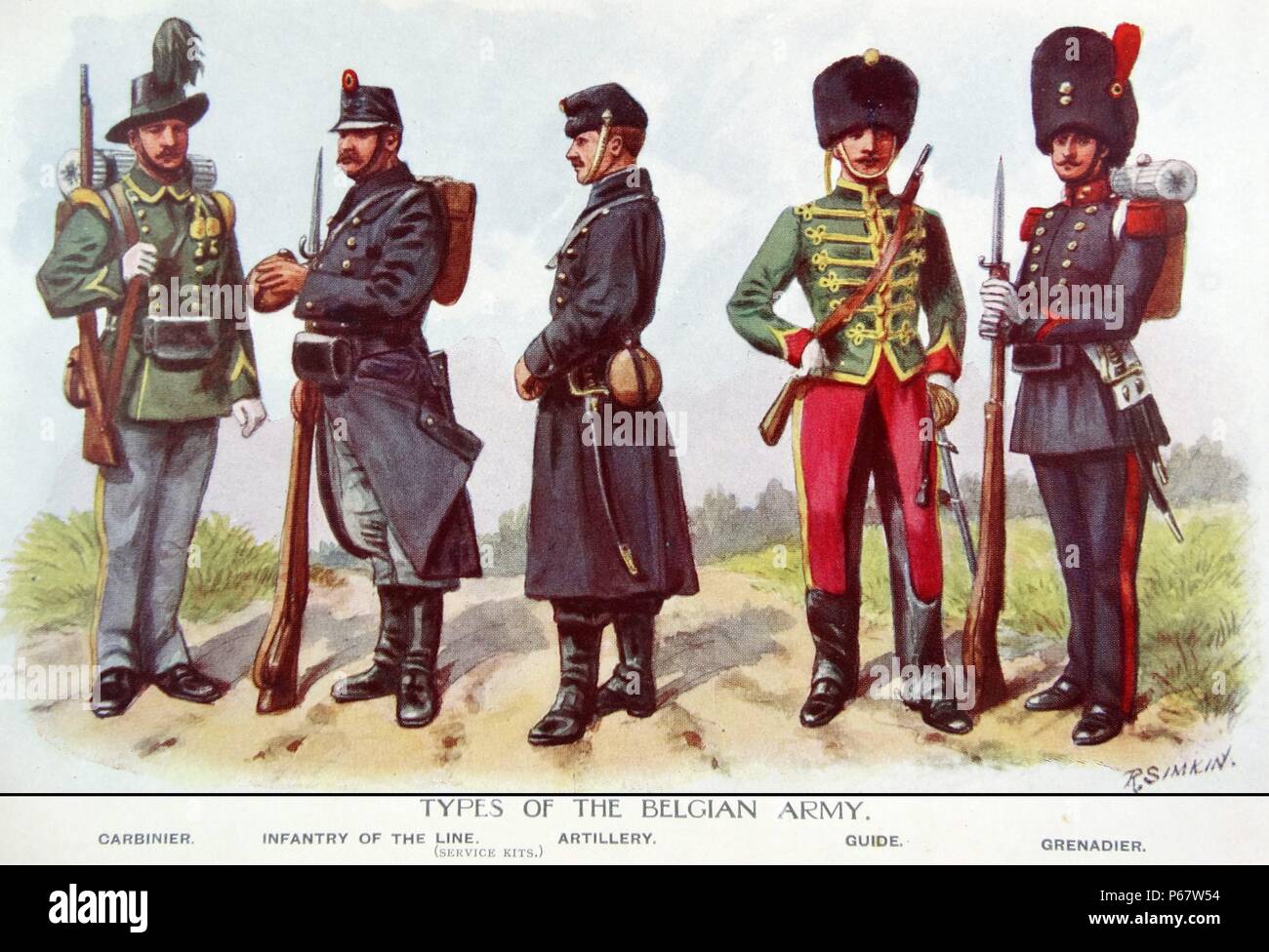 Belgische Infanterie Uniformen während Weltkrieges einer Stockfoto