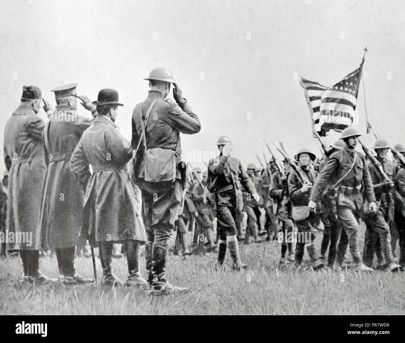 General Pershing Bewertungen Soldaten von der United States Army, Erster Weltkrieg Stockfoto