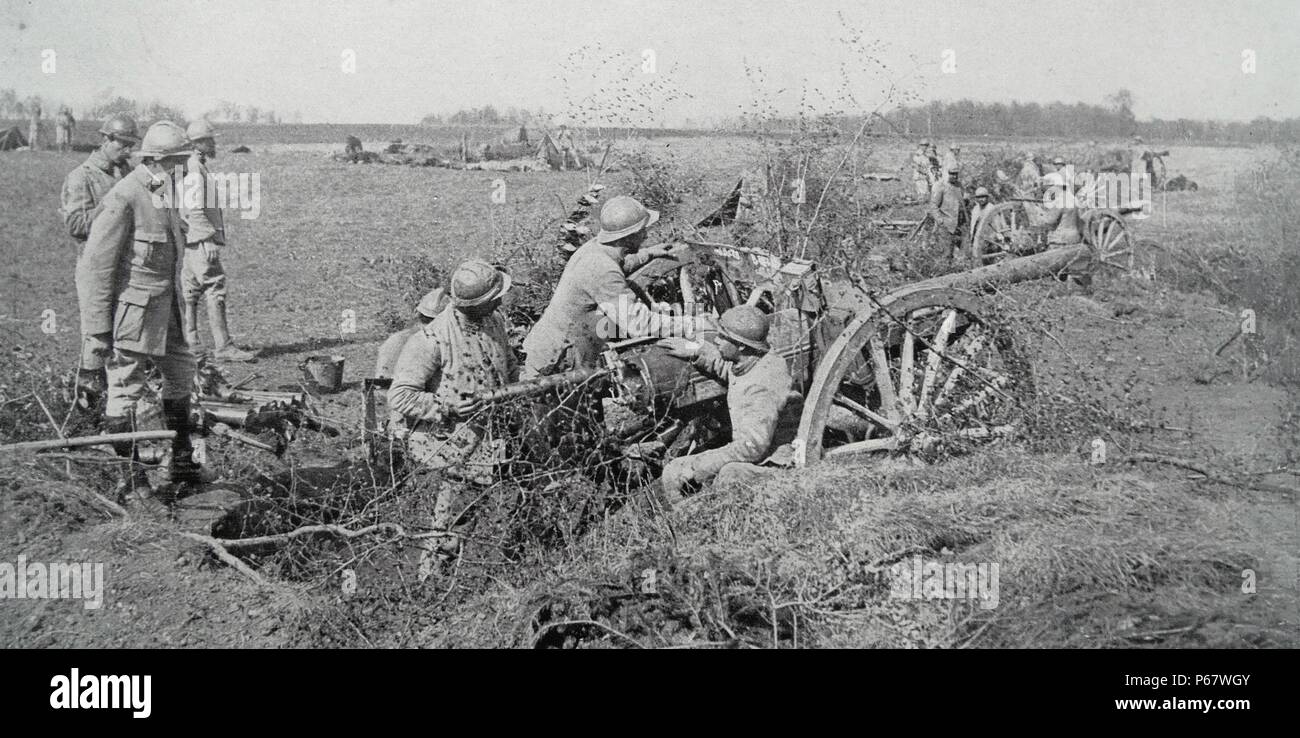 Französische Artillerie im ersten Weltkrieg Stockfoto