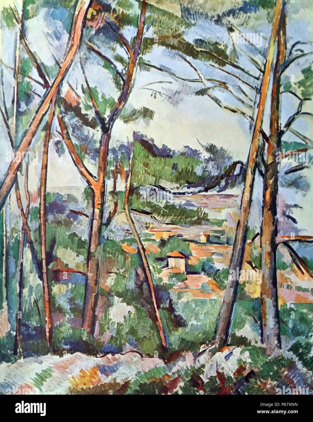 Gemälde mit dem Titel "Blick auf das Arc-Tal" von Paul Cézanne (1839-1906) französische Künstler und post-impressionistischen Malers. Vom Jahre 1887 Stockfoto