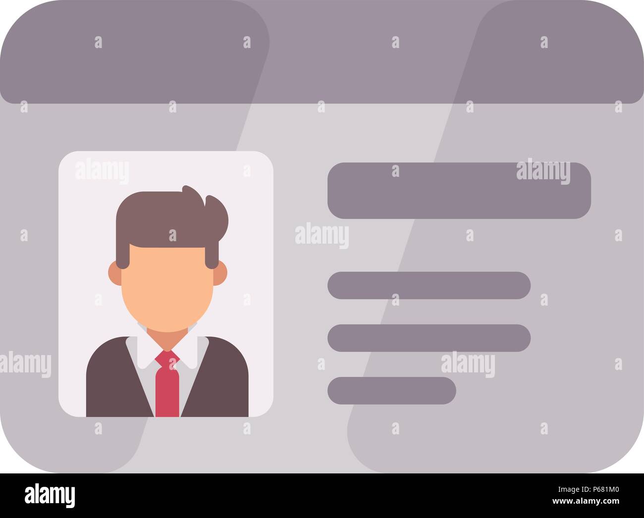 Id Karte flach Symbol. Visitenkarte mit Foto flach Abbildung Stock Vektor