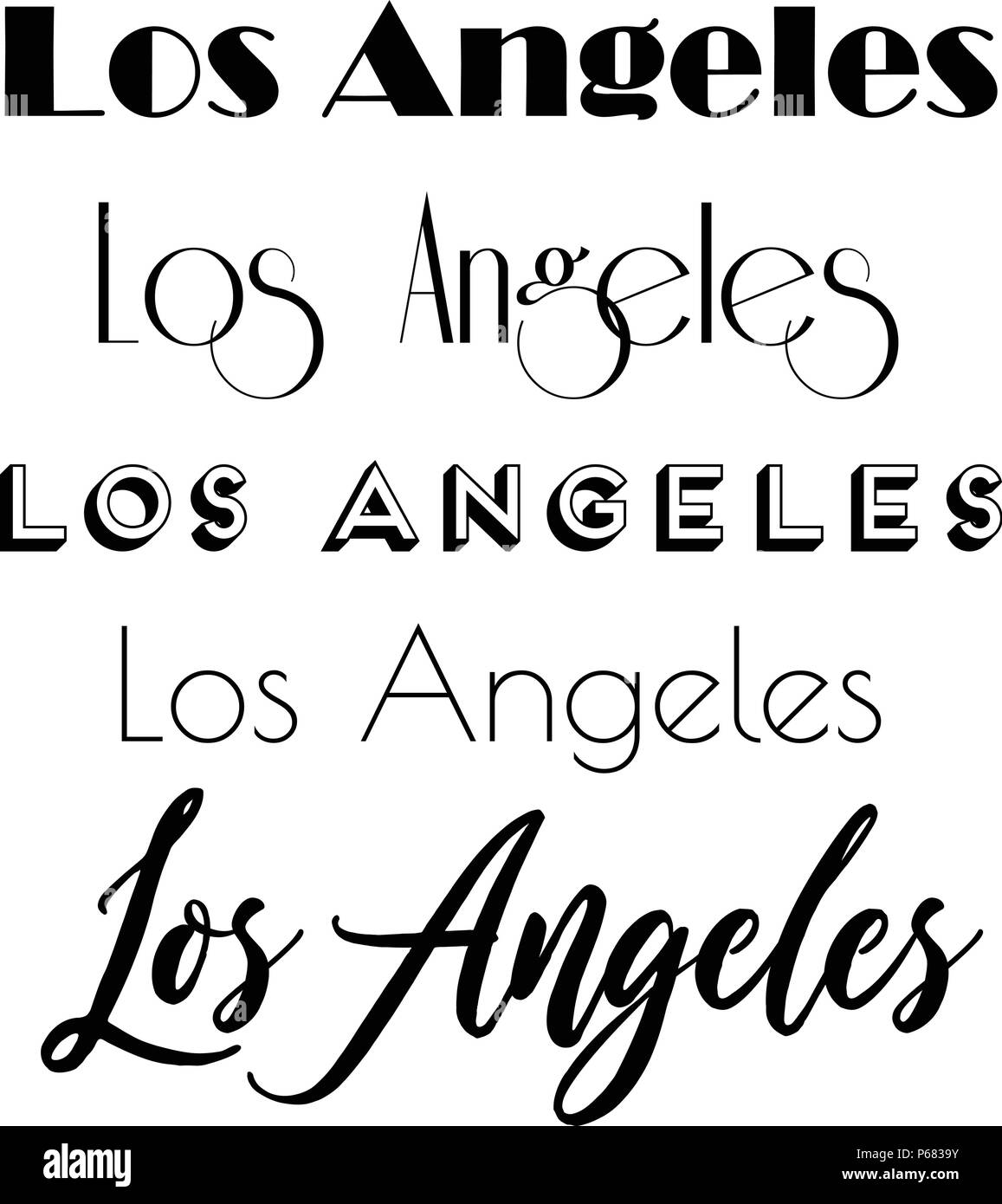 Los Angeles City Text isoliert auf Weiss für Kalligraphie Schrift Vektor Druckvorlage Stock Vektor