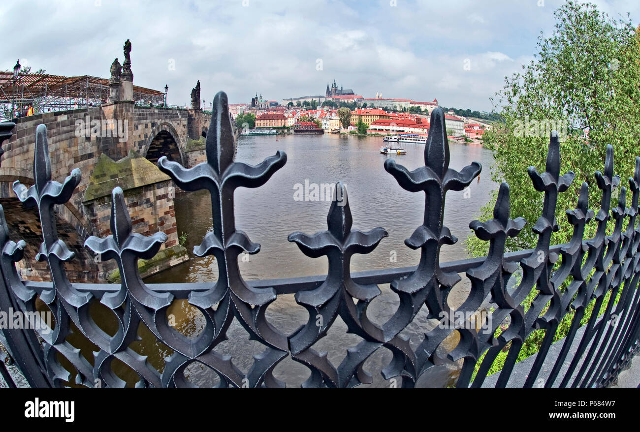 Prag Blick von der Karlsbrücke, Prag, Tschechien, Ost Europa Stockfoto