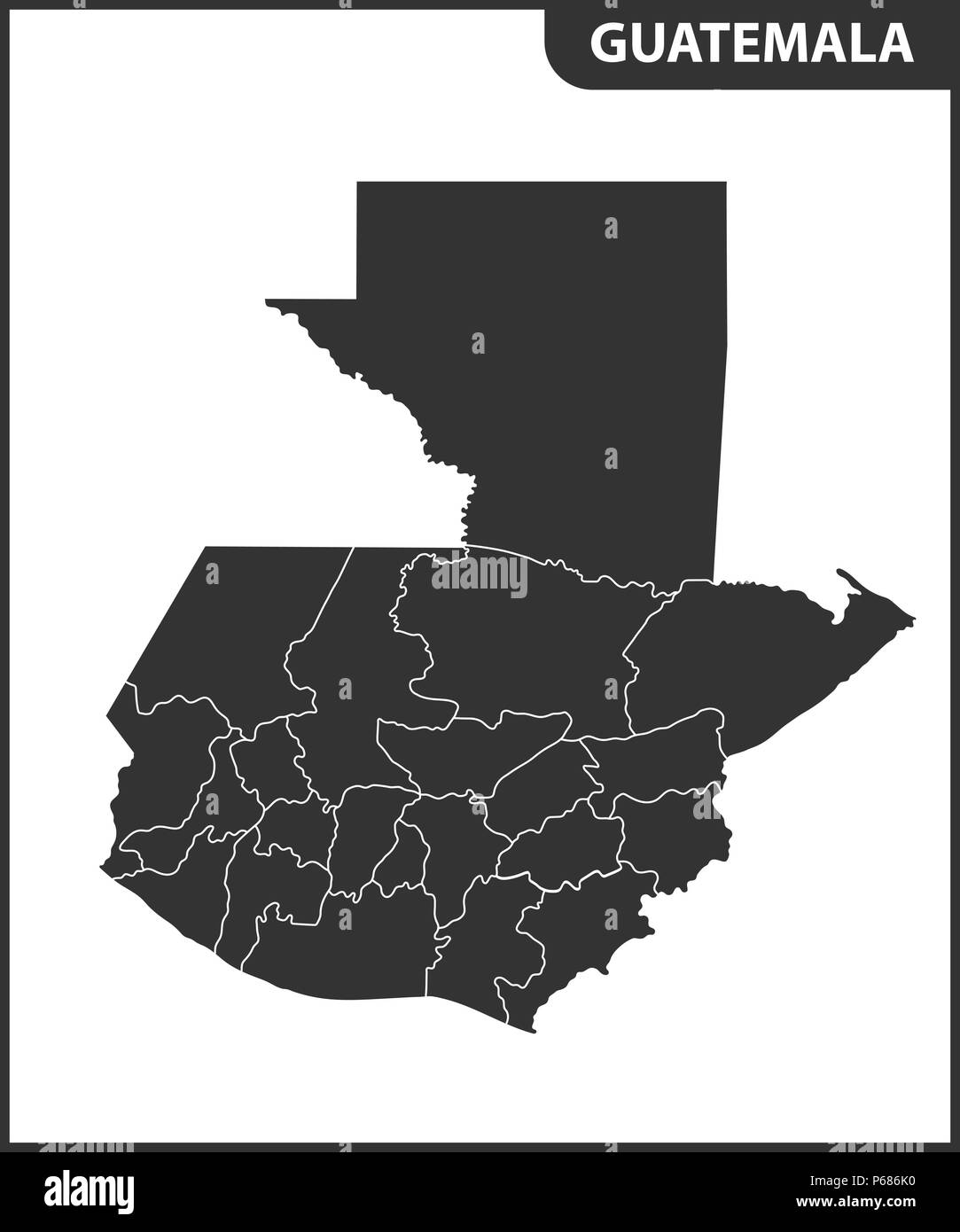 Die detaillierte Karte von Guatemala mit Regionen. Verwaltungseinheit. Stock Vektor
