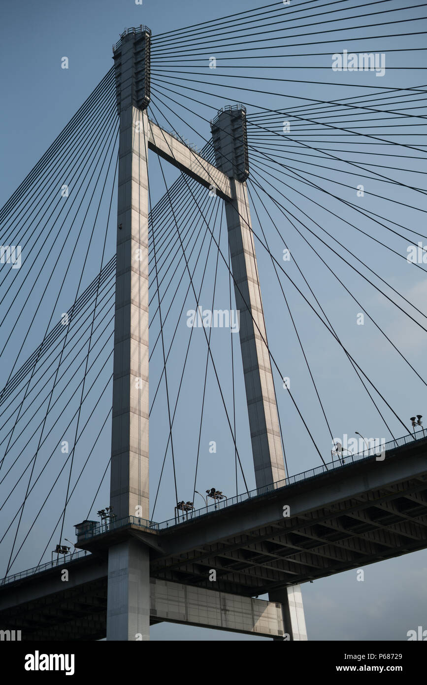 Vidyasagar Setu auch bekannt als die Zweite Hooghly Brücke - Kolkata, Indien. Stockfoto