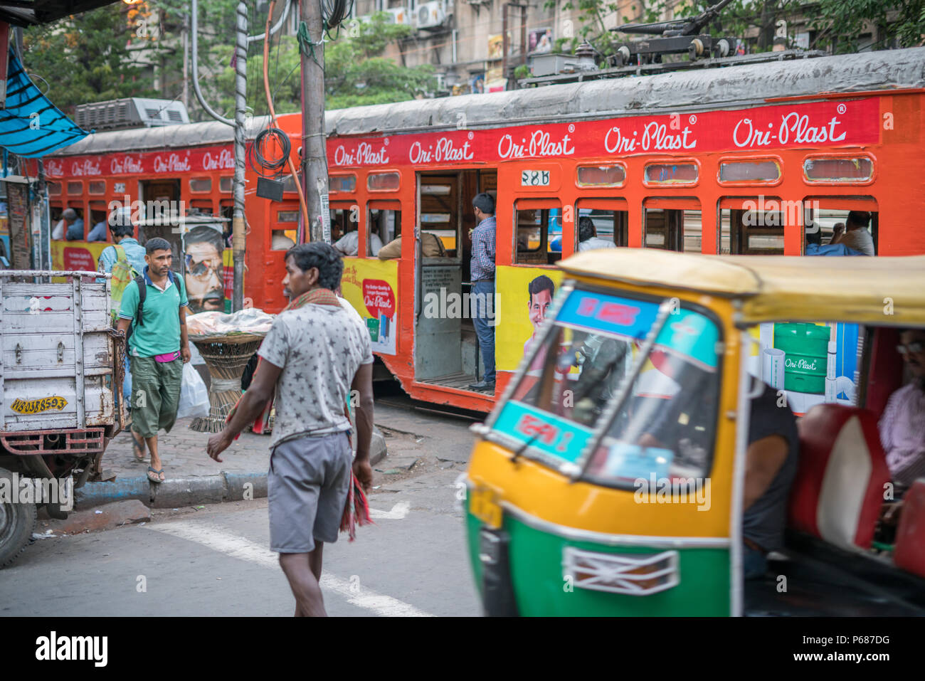 Straßenbahnen - Kolkata, Indien Stockfoto