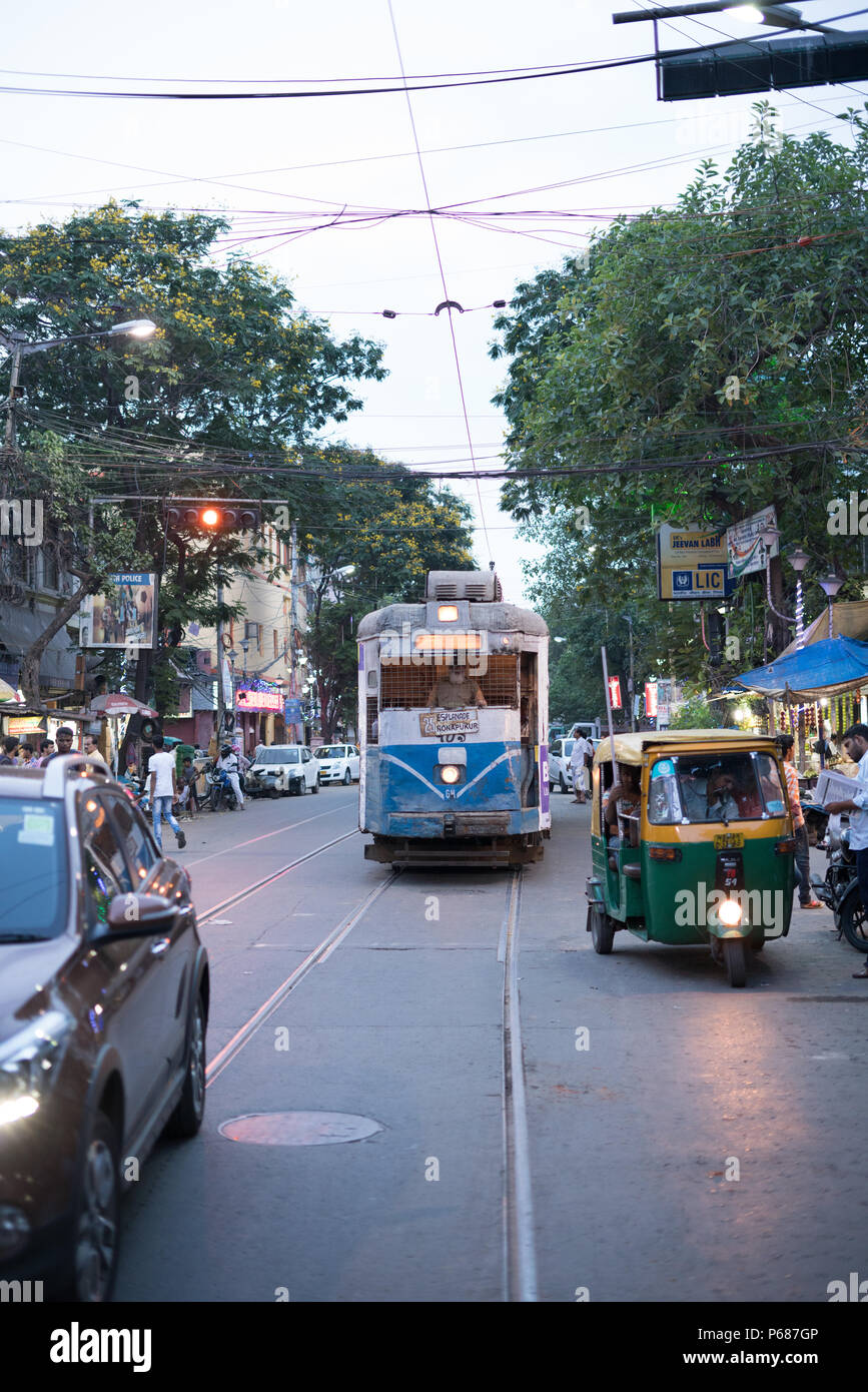 Straßenbahnen - Kolkata, Indien Stockfoto