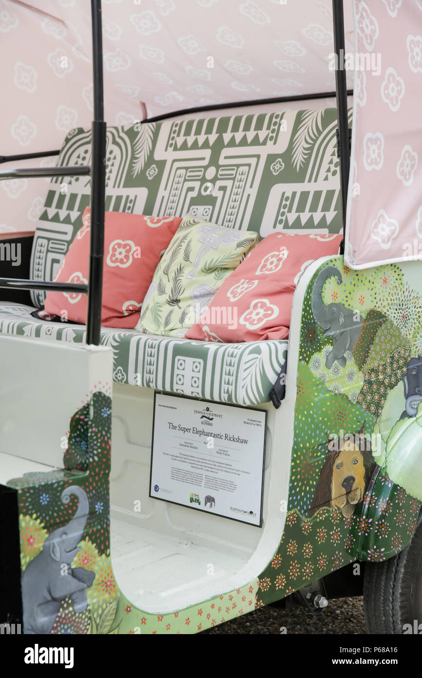 London, Großbritannien. 28 Juni, 2018. Die Beurteilung der schillernden Concours d'éléphant Flotte von kundenspezifischen Fahrzeugen geführt von SKH Prinz Michael von Kent im Royal Hospital Chelsea. Credit: Amanda Rose/Alamy leben Nachrichten Stockfoto