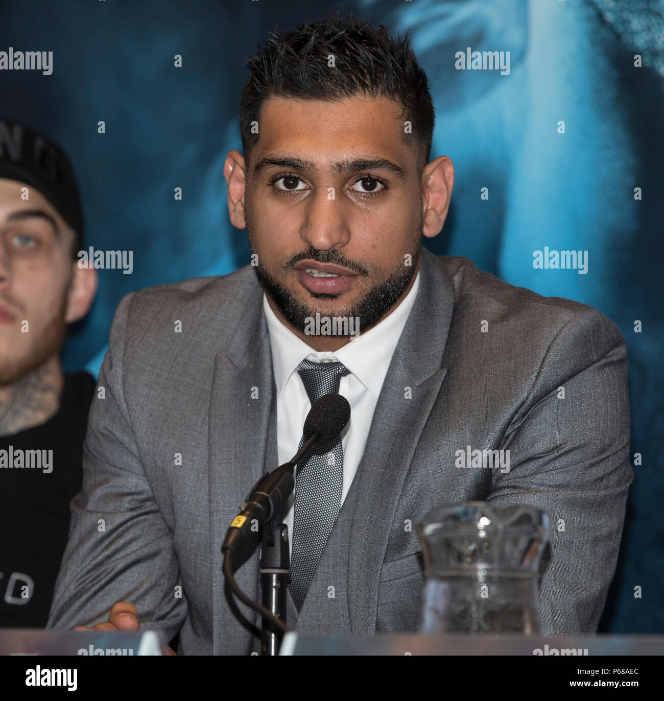 Amir Khan Pressekonferenz - Amir Khan Boxer - Amir Khan v Samuel Vargas Pressekonferenz in Verbindung mit Eddie Hearn und Matchroom Boxen. Stockfoto