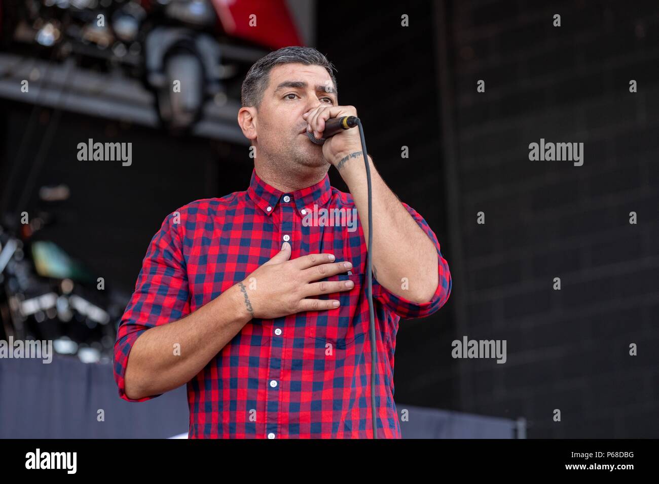 Milwaukee, Wisconsin, USA. 28 Juni, 2018. DRYDEN MITCHELL von Alien Ant Farm führt live am Henry Maier Festival Park während des Sommerfests in Milwaukee, Wisconsin Credit: Daniel DeSlover/ZUMA Draht/Alamy leben Nachrichten Stockfoto