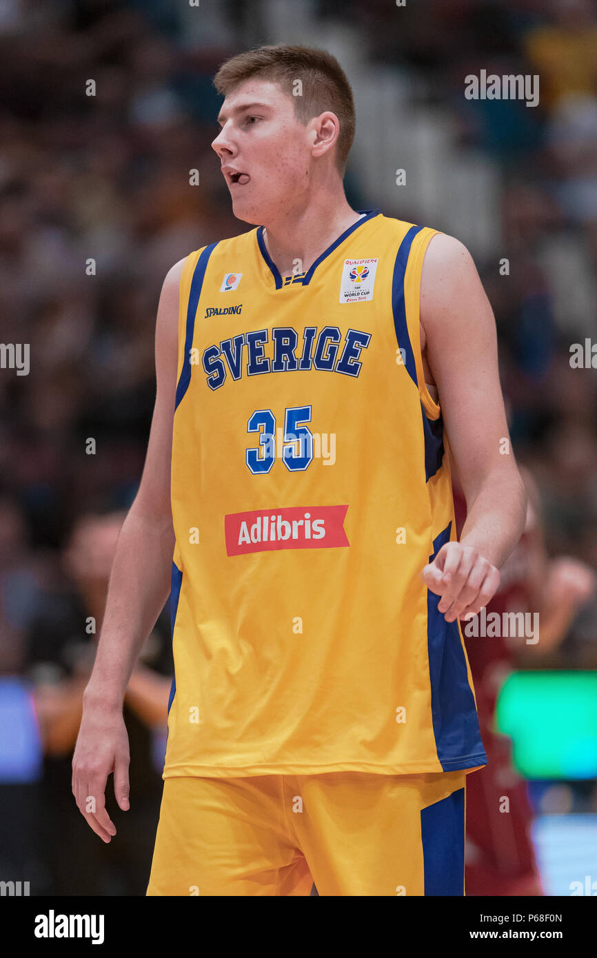 Hovet, Stockholm, Schweden. 28. Jun 2018. Schweden gegen Lettland in der FIBA Basketball WM 2019 Europäische Qualifier. Lettland gewonnen mit 82-72 Quelle: Stefan Holm/Alamy leben Nachrichten Stockfoto