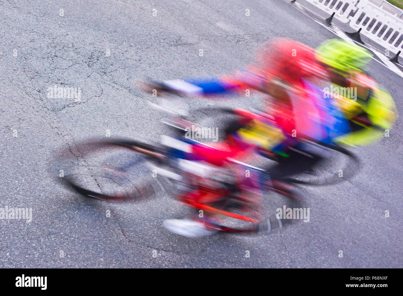 Rennrad racing Sprint, motion blur Effekt Stockfoto