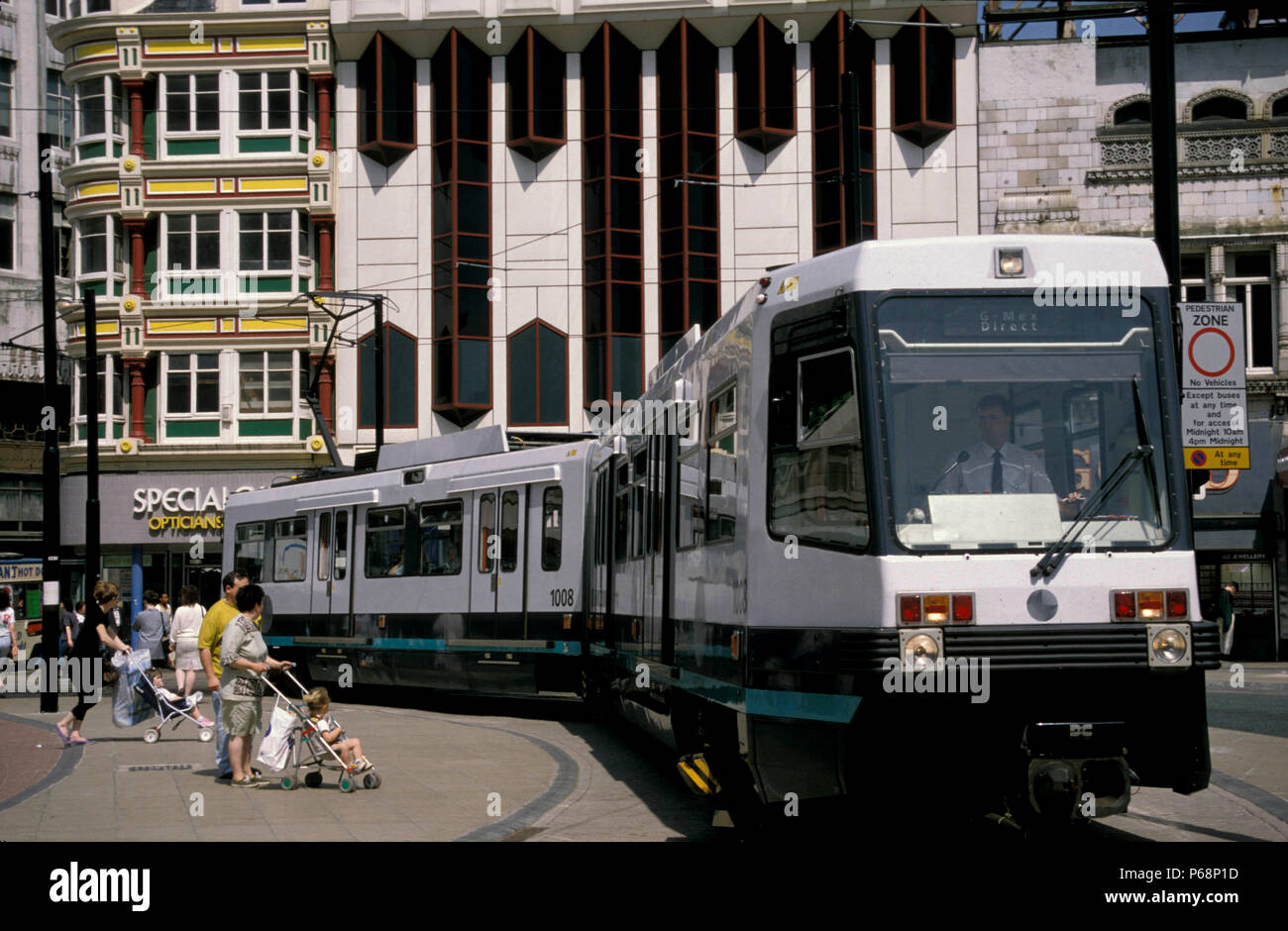 Der Manchester Metro Link. Stockfoto