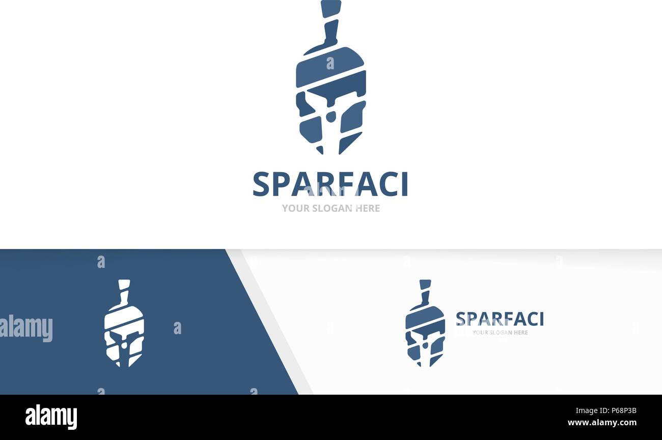 Vektor Spartan logo Kombination. Helm Symbol oder Icon. Einzigartige Krieger Logo Design Template. Stock Vektor