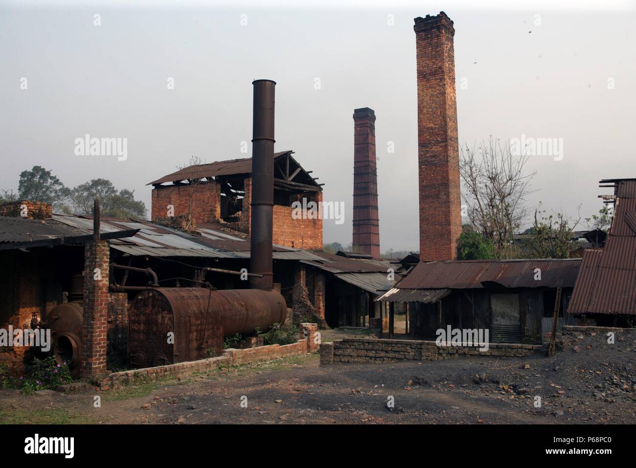Die beiden stationären Kessel in die verlassenen Ledo Ziegelei im März 2007. Stockfoto