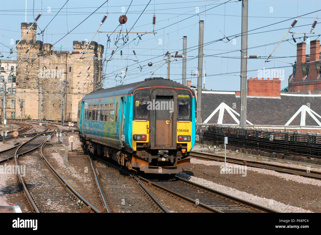 Der Tyne and Wear Metro Sponsoren Railway Services zusätzlich zu den Betrieb des Straßenbahnnetzes zentriert auf Newcastle. Der Newcastle-Morpeth Service siehe Stockfoto