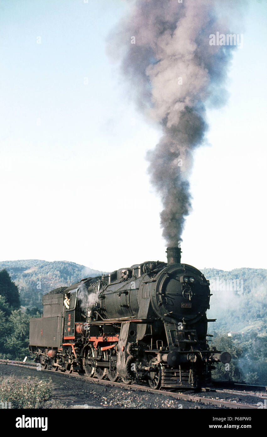 Türkische Staatsbahn der Deutschen gebaut G8 2-8-0 bei der Arbeit auf dem isolierten colliery Netzwerk basierend auf ereğli an der Küste des Schwarzen Meeres im August 1976. Stockfoto