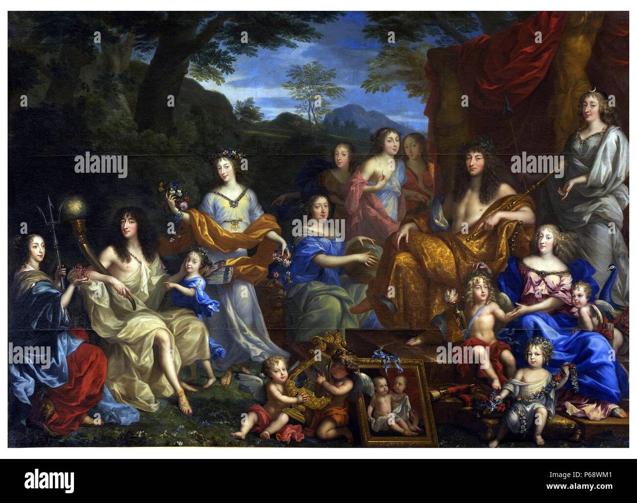 Louis und seine Familie geschildert als römische Götter. Gemälde von Jean Nocret. 1670. Louis XIV (5. September 1638 - 1. September 1715), als König von Frankreich und Navarra von 1643 bis zu seinem Tod regiert Stockfoto