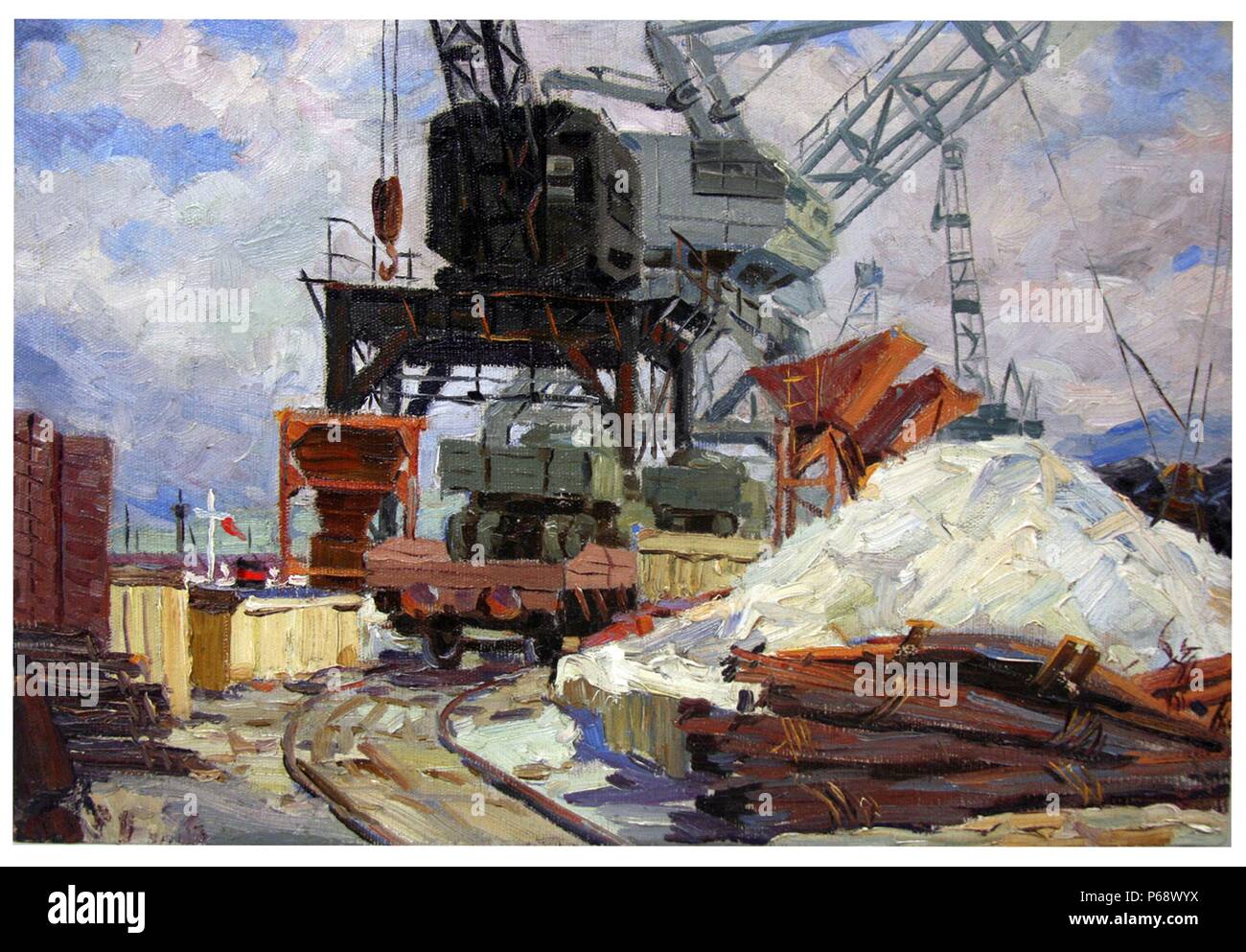Kräne im Hafen von Odessa von Shota Ambakovich Zamtaradze zu retten Stockfoto