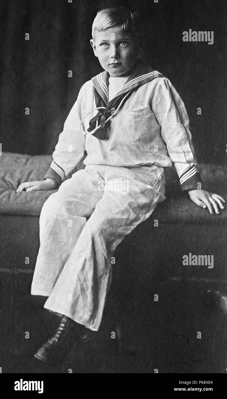 Prinz John (1905-1919). Prinz John war der fünfte Sohn und jüngste der sechs Kinder von König George V und seine Frau, Königin Maria. In der Zeit von John's Geburt, sein Vater war der Prinz von Wales und Thronfolger zu den regierenden Monarchen des Vereinigten Königreichs, Edward VII. Stockfoto