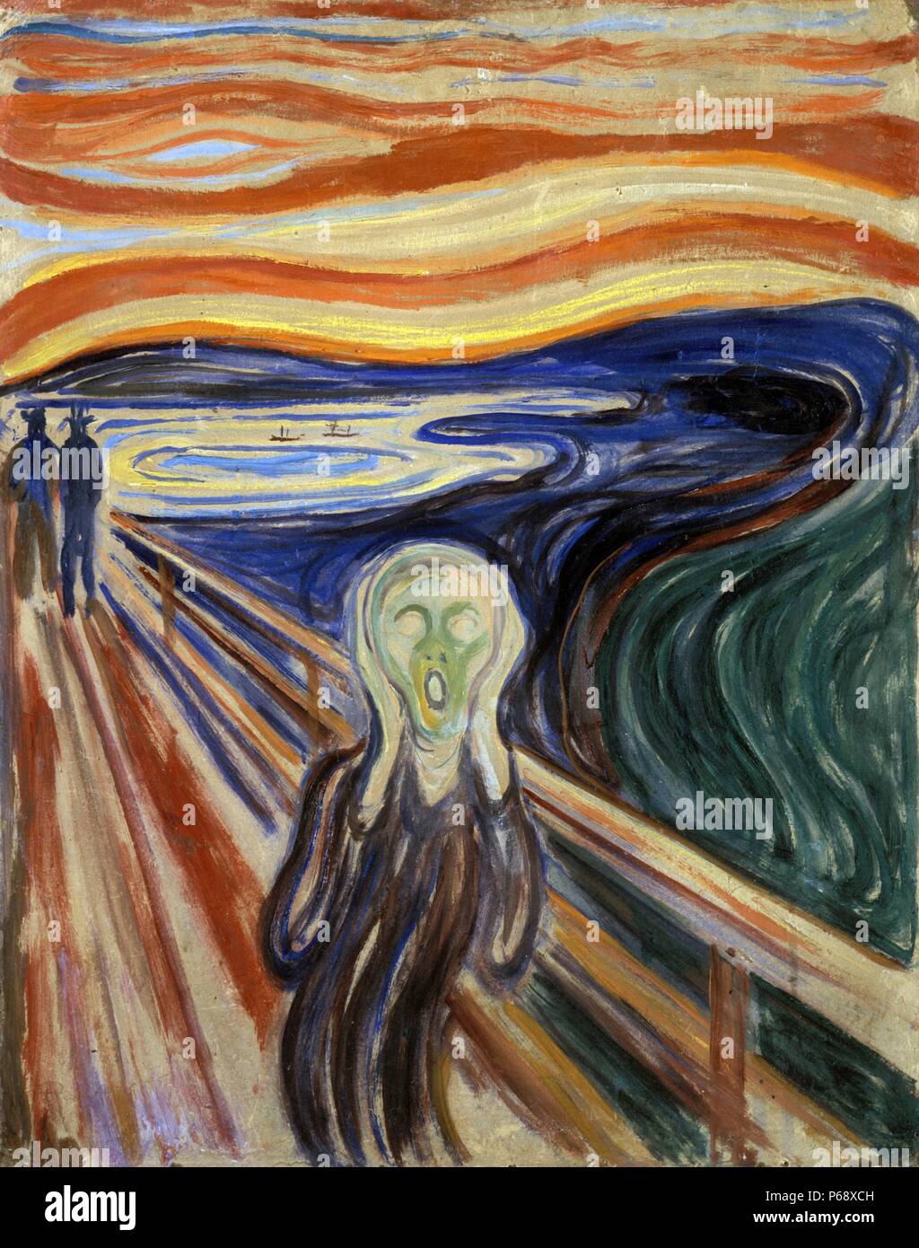 Arbeit mit dem Titel der Schrei des norwegischen Künstlers Edvard Munch (1863-1944). Diese Arbeit entstand im Jahre 1893. Stockfoto