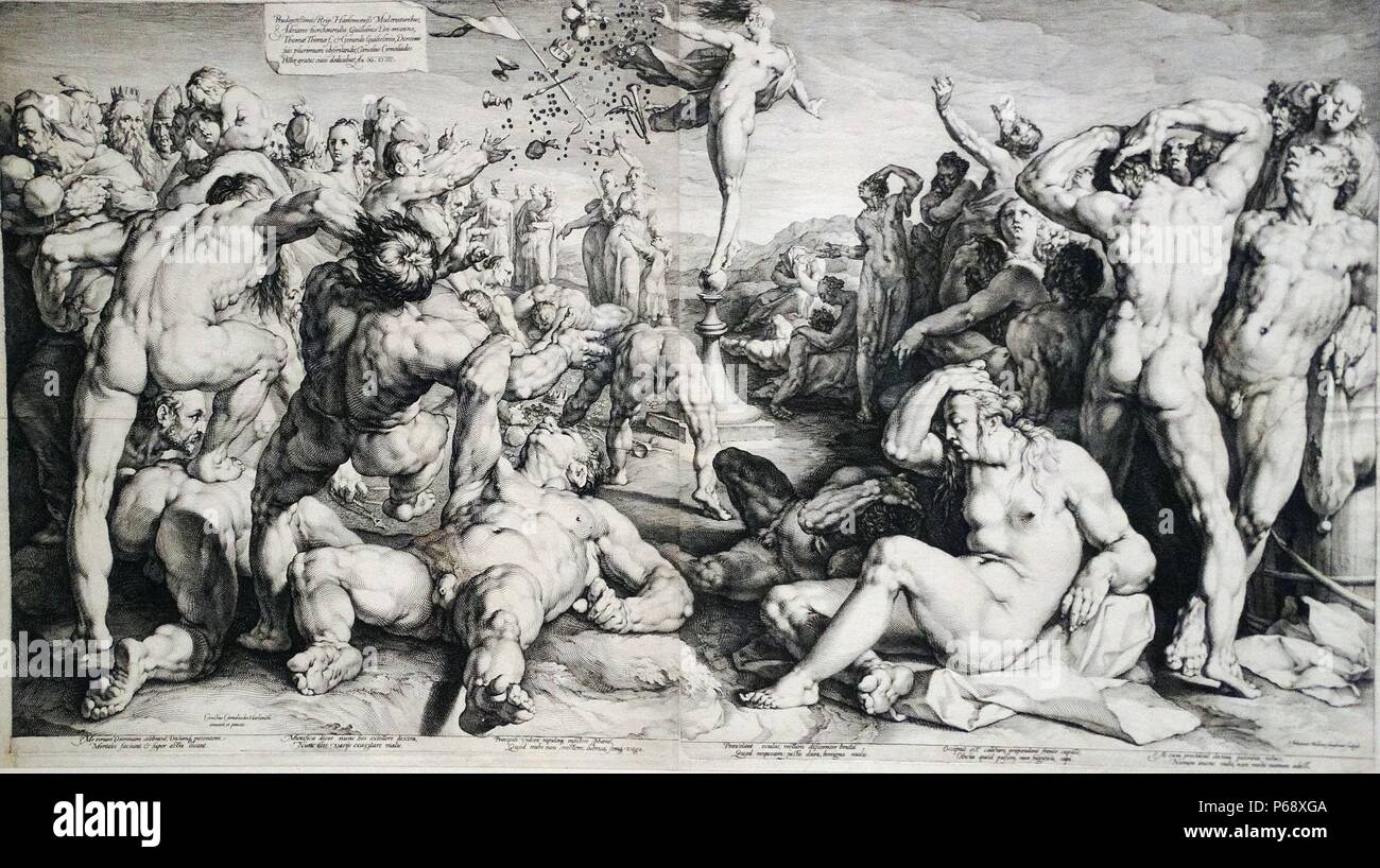 Gravur mit dem Titel "Wahre Liebe". Gemalt von Andries Lager (1580-1648). Vom 17. Jahrhundert Stockfoto