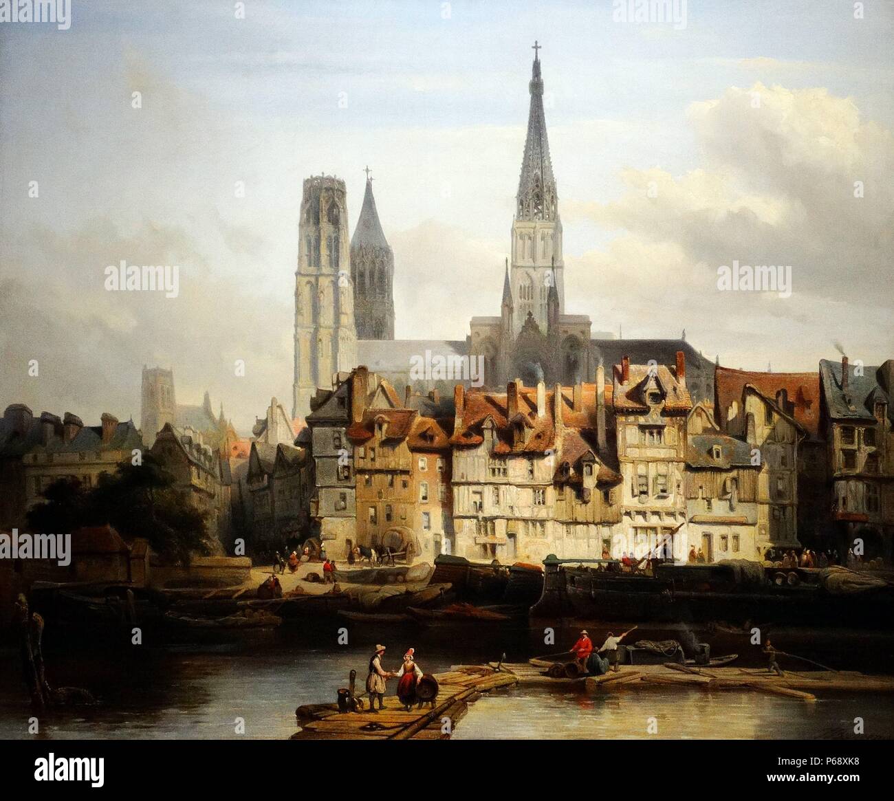 Gemälde mit dem Titel "Die Quay de Paris in Rouen' von Johannes Bosboom (1817-1867) niederländischer Maler und Wasser - kolorist der Haager Schule gemalt. Vom 1839 Stockfoto