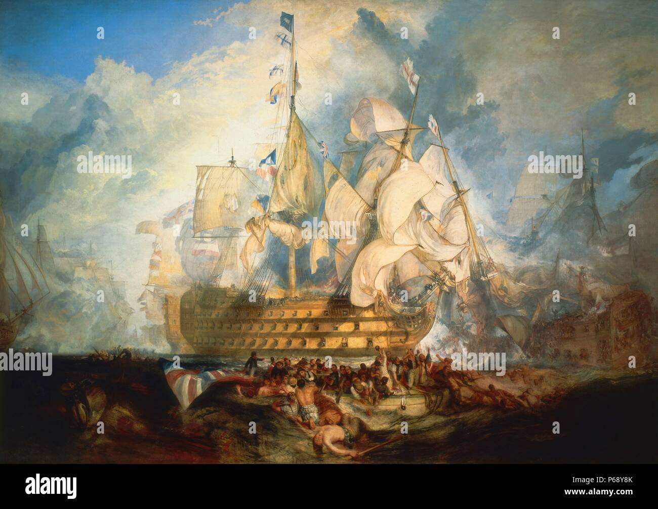 Gemälde mit dem Titel "Die Schlacht von Trafalgar" von Joseph Mallord William Turner. Datierte 1824 Stockfoto