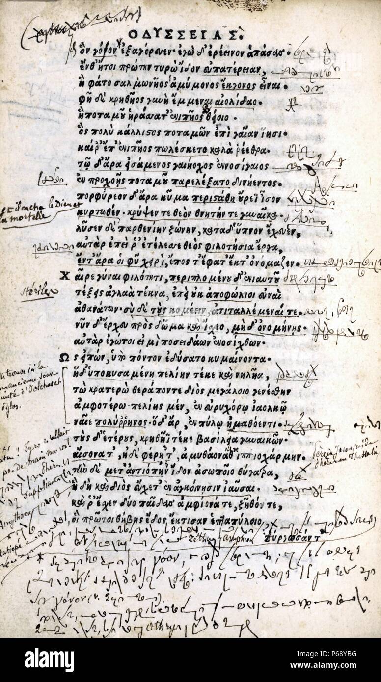 Venezianischen Auflage der Odyssee von Homer. Datiert aus dem 16. Jahrhundert Stockfoto