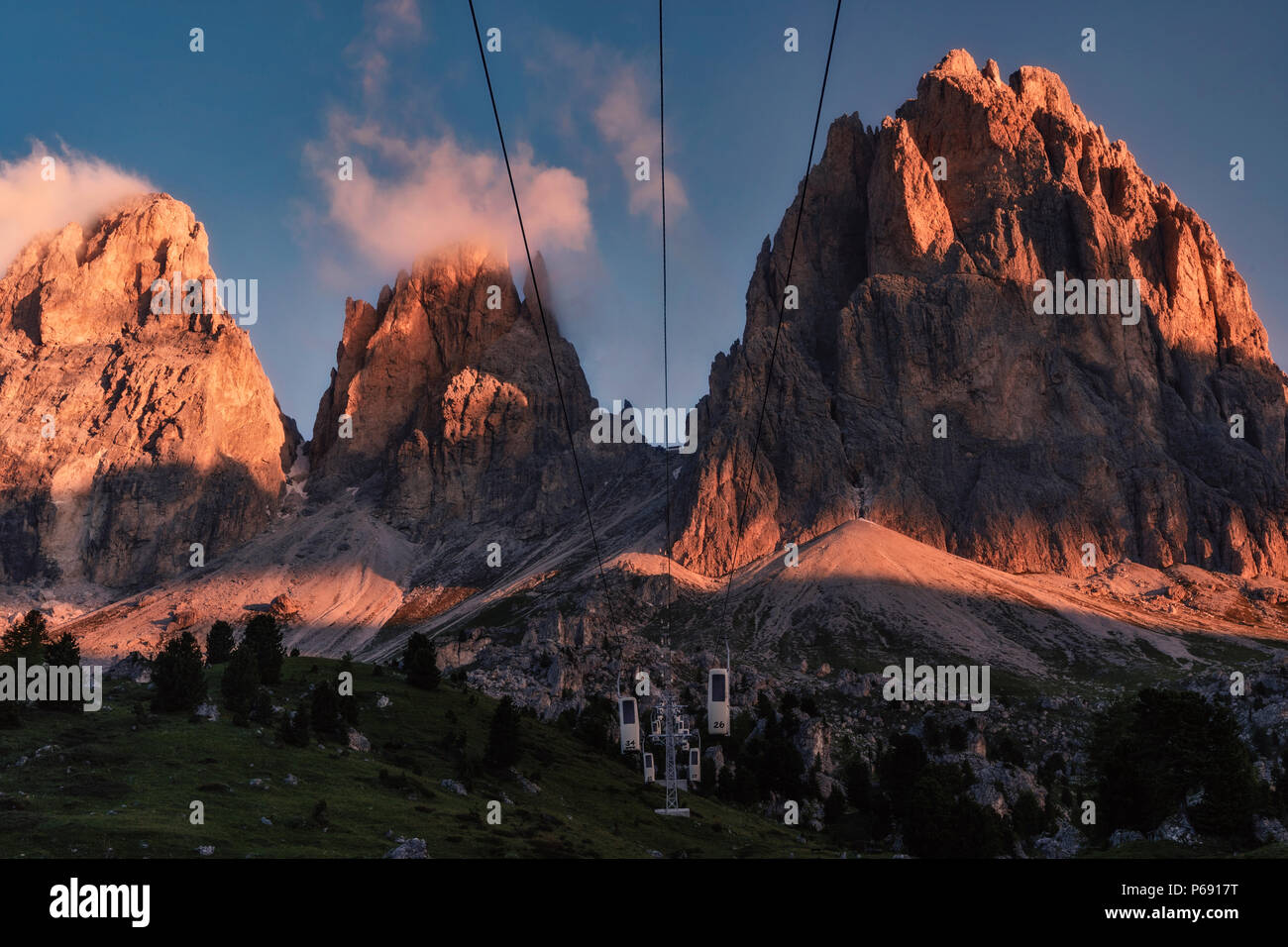 Langkofel, Passo di Sella, Dolomiten, Trentino, Alto Adige, Italien, Europa Stockfoto