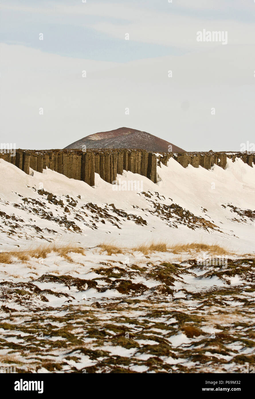 Basalt Spalte. Gerouberg. Halbinsel Snaefellsnes. Island Stockfoto