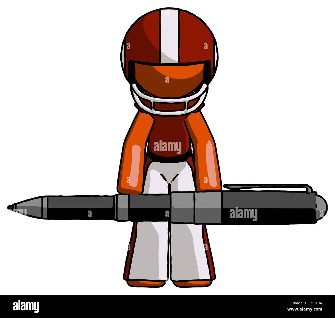 Orange Fußballspieler Mann die wahre Stärke in der Verstand ist. Arbeiten für Schriftsteller. Stockfoto