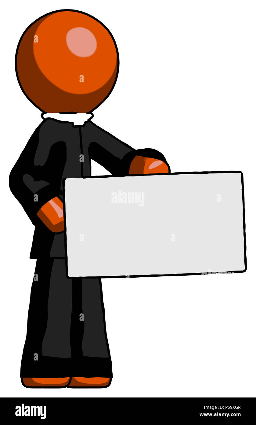 Orange Klerus Mann mit großen Umschlag. Stockfoto