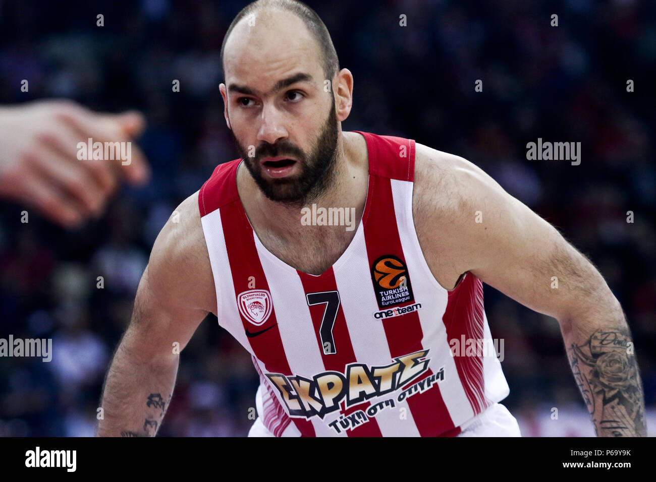 Portrait von Vasilis Spanoulis während der Turkish Airlines Euroleague Saison 2017-18 Spiele in Griechenland Stockfoto