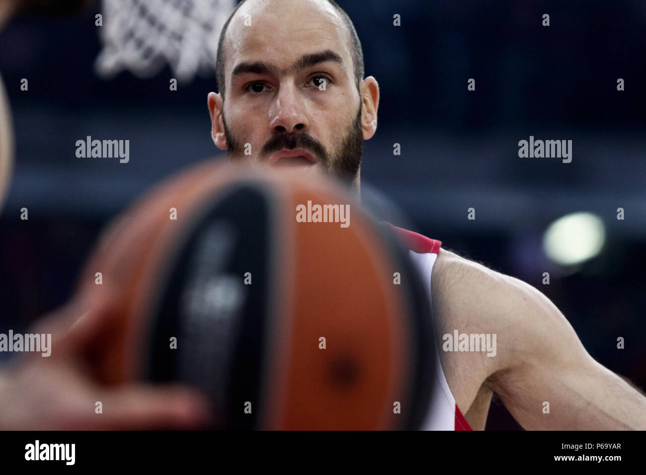 Portrait von Vasilis Spanoulis während der Turkish Airlines Euroleague Saison 2017-18 Spiele in Griechenland Stockfoto