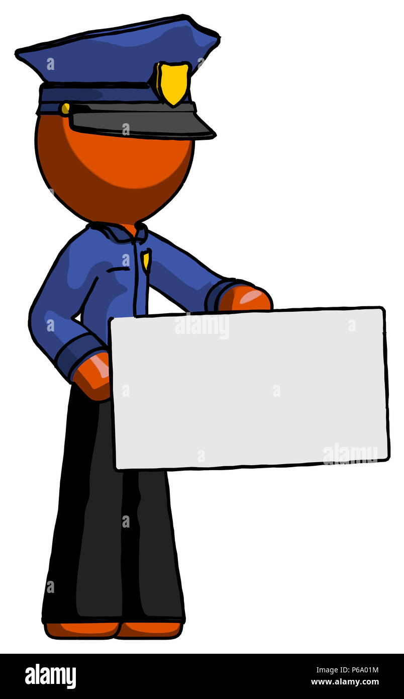 Orange Polizei Mann mit großen Umschlag. Stockfoto