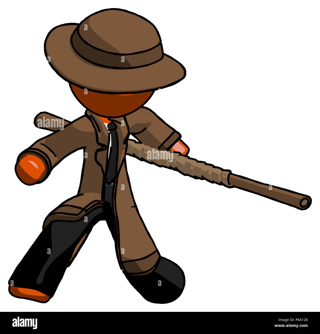 Orange Detektiv mann Bo Personal Action Hero kung fu darstellen. Stockfoto