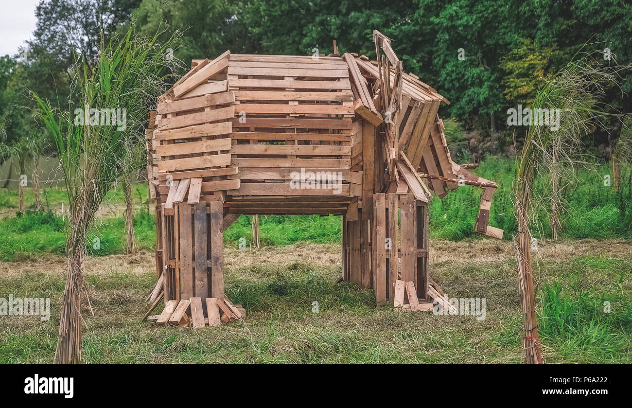 Ein Elefant aus Holz in Amsterdam, Niederlande Stockfoto