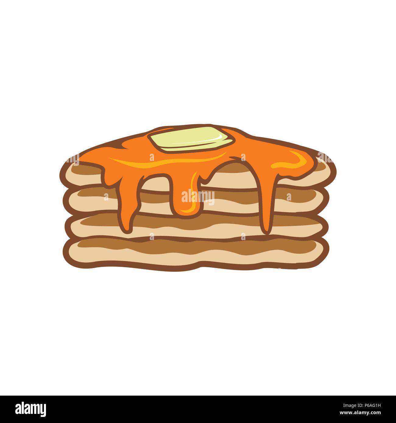 Monster Pancakes mit Butter und Sirup Vektor Symbol Grafik Logo Design gestapelt Stock Vektor