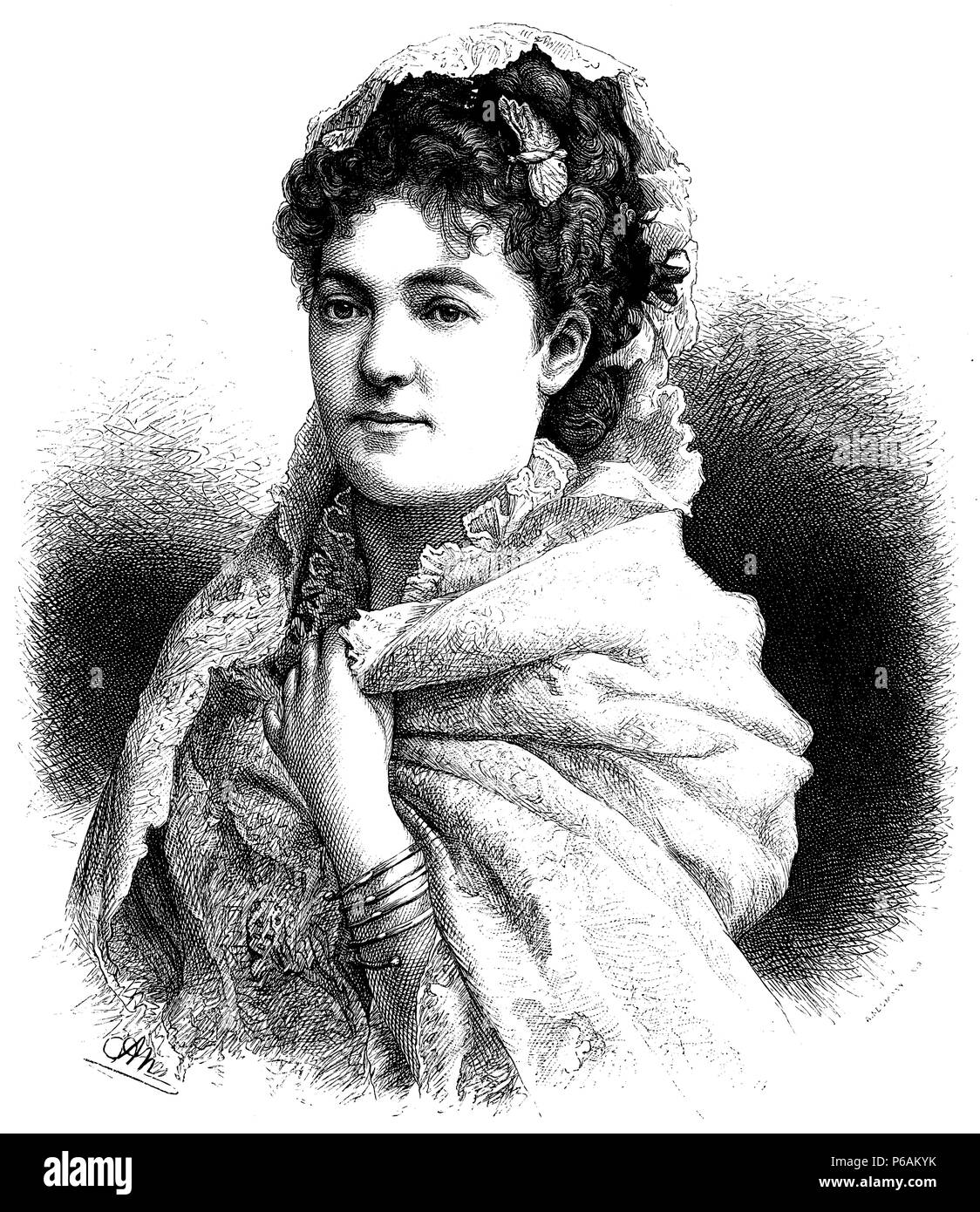 Grantzow, Adele (1845-1877), deutscher Tänzer. Nach einem Foto auf Holz gezeichnet von Adolf Neumann, Adolf Neumann Stockfoto