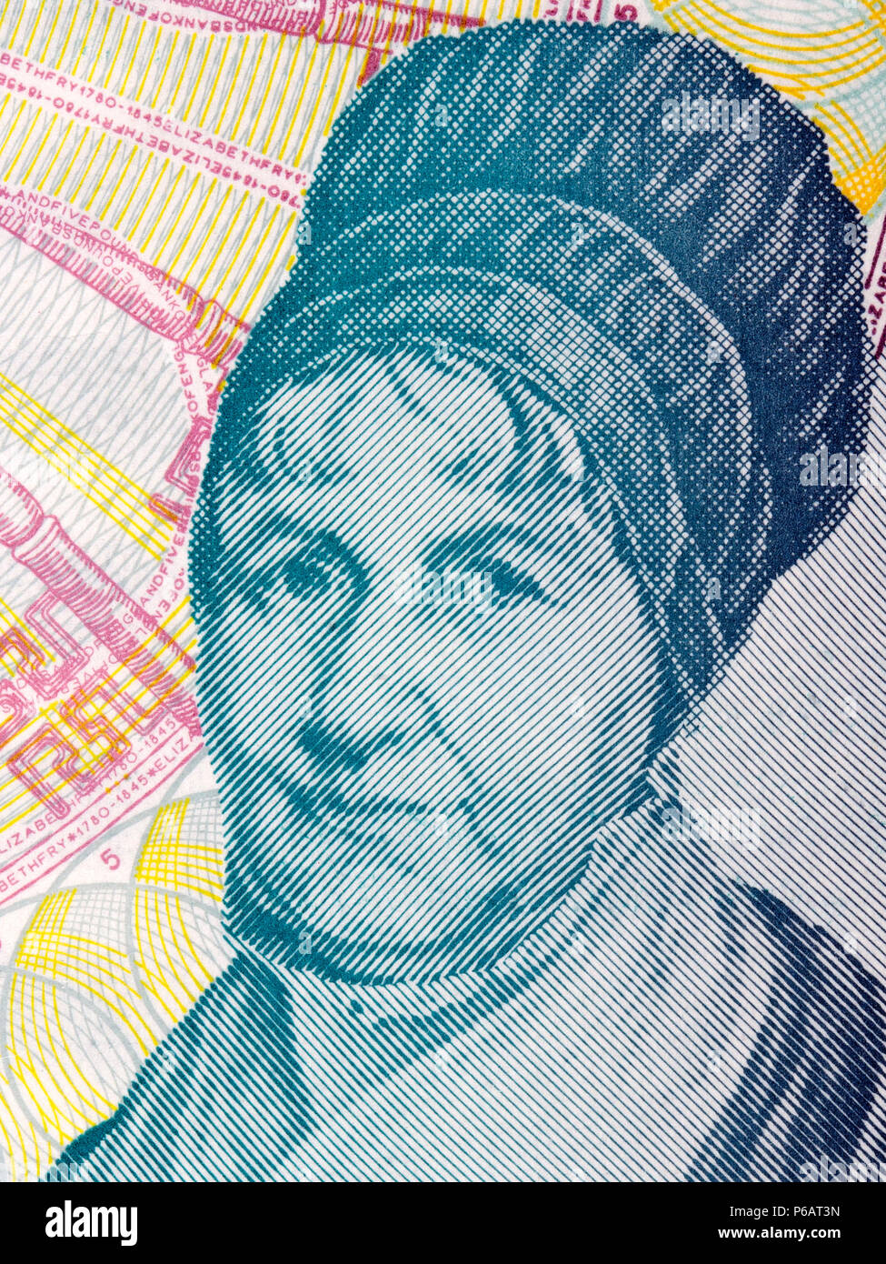 Elisabeth Fry Portrait von englisches Geld Stockfoto