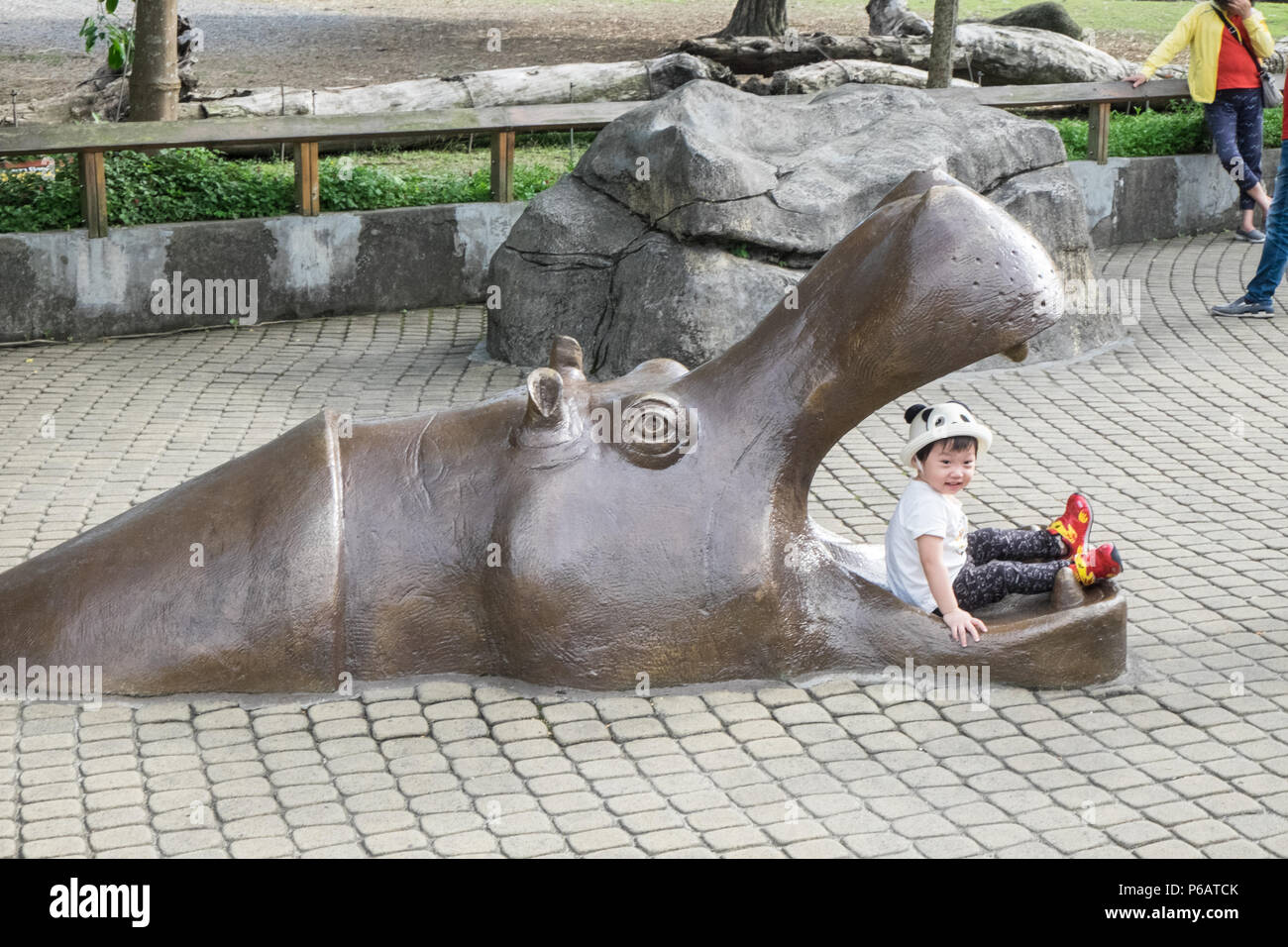 Hippo, Hippopotamus, Skulptur, Taipei Zoo, Zoo, Tiere, Taipei, Taipei City, Taiwan, Stadt, Insel, Republik China, ROC, China, Chinesisch, Taiwanesisch, Asien, Asiatische Stockfoto