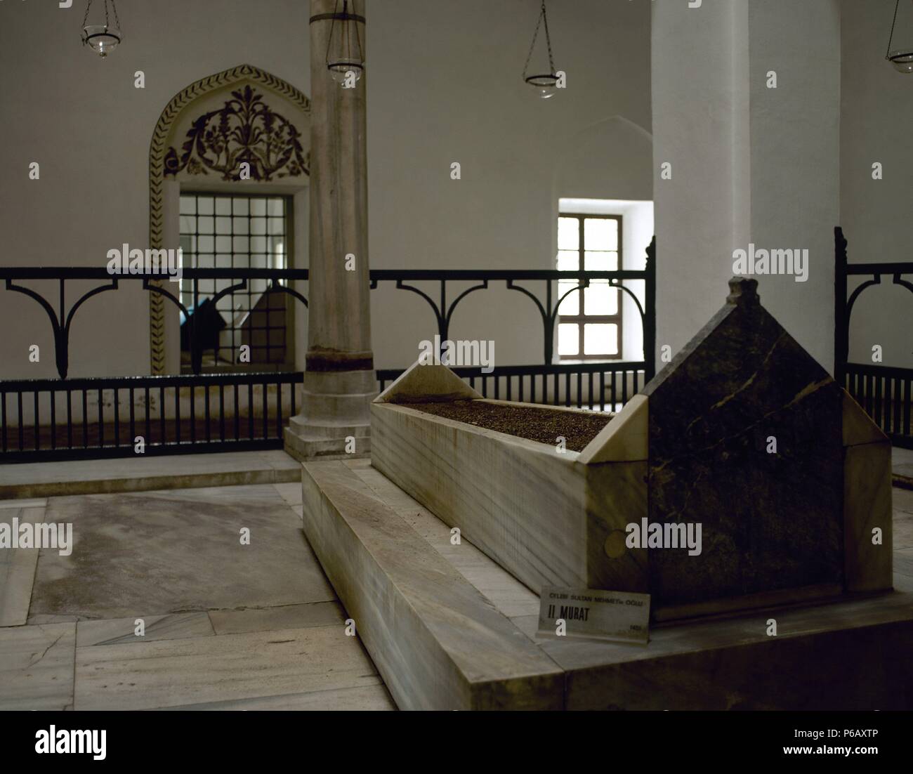 Turkei. Bursa. Muradiye Komplex. Mausoleum von Sultan Murad II. (1404-14519. 1451. osmanischen Stil. Stockfoto