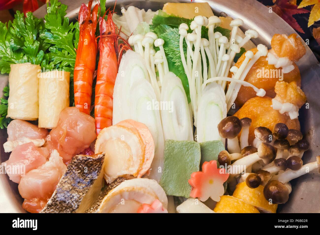 Japan, Hoshu, Tokio, Restaurant Fenster anzuzeigen, Meeresfrüchte Nabe (Eintopf) Stockfoto