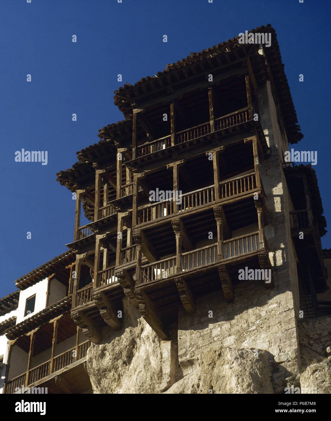 Spanien. Kastilien-La Mancha. Cuenca. Hängende Häuser. 15. Jahrhundert. Stockfoto