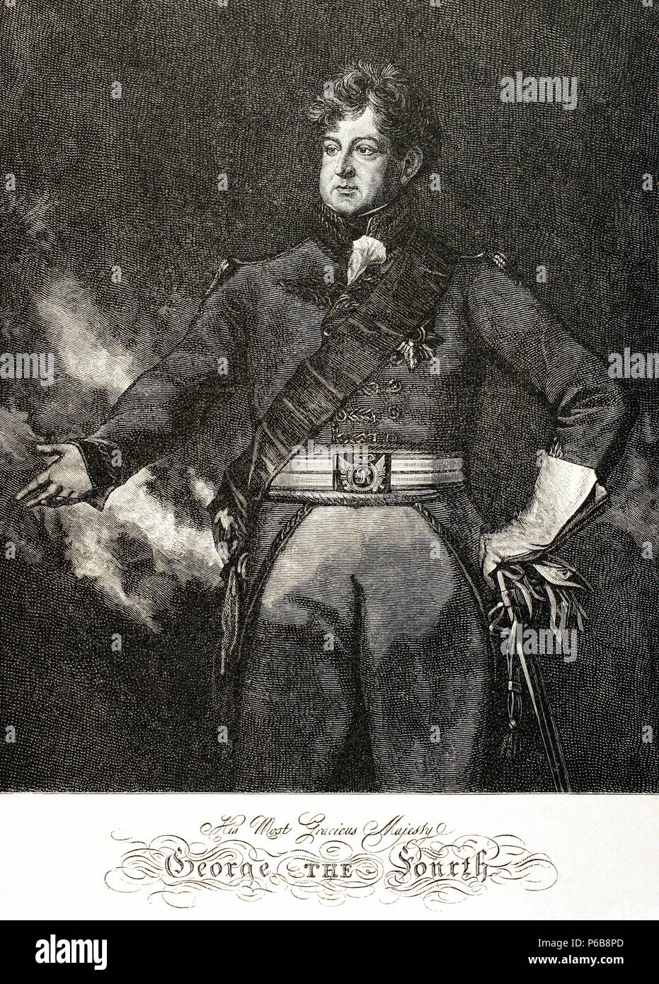 George V (1762-1830). König des Vereinigten Königreichs von Großbritannien und Irland und König von Hannover. Gravur. "Historia Universal', 1881. Stockfoto