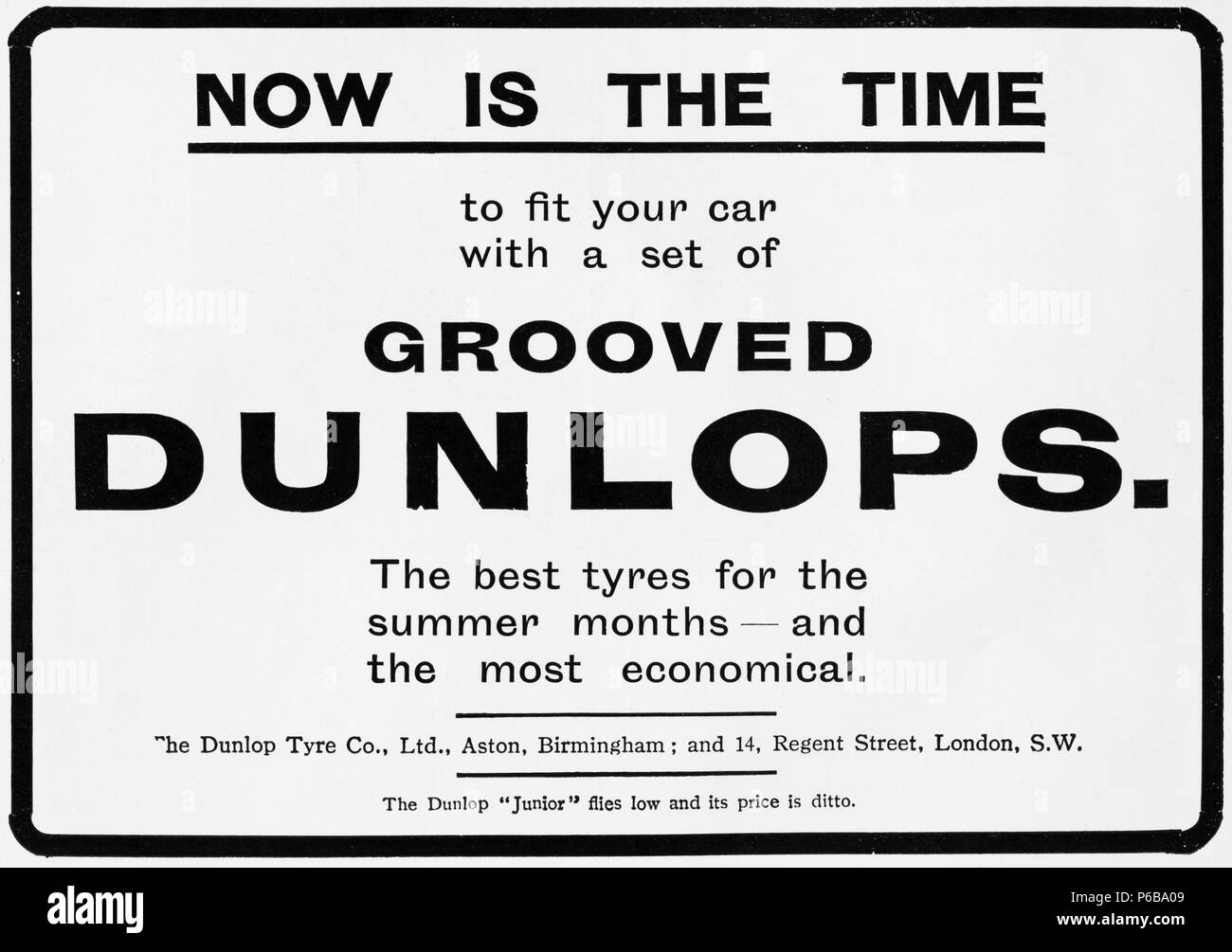 Im frühen 20. Jahrhundert alten Vintage original antike Werbung Werbung Dunlop profilierten Reifen von Aston Birmingham England Großbritannien im englischen Magazin um 1910 Stockfoto