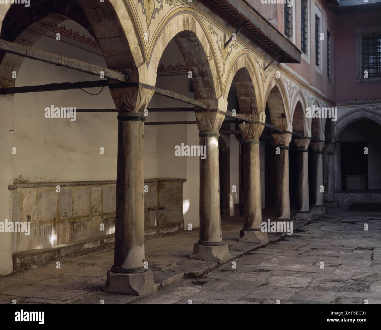Turkei. Istanbul. Topkapi-Palast. 15. Jahrhundert. Innenhof des Harems. Detail. Stockfoto