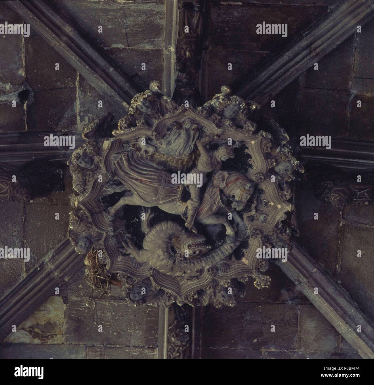 Kreuzgang der Kathedrale des Heiligen Kreuz und der Heiligen Eulalia, Barcelona. 15. Jahrhundert. Museum: Catedral de Santa Eulalia, Barcelona. Stockfoto
